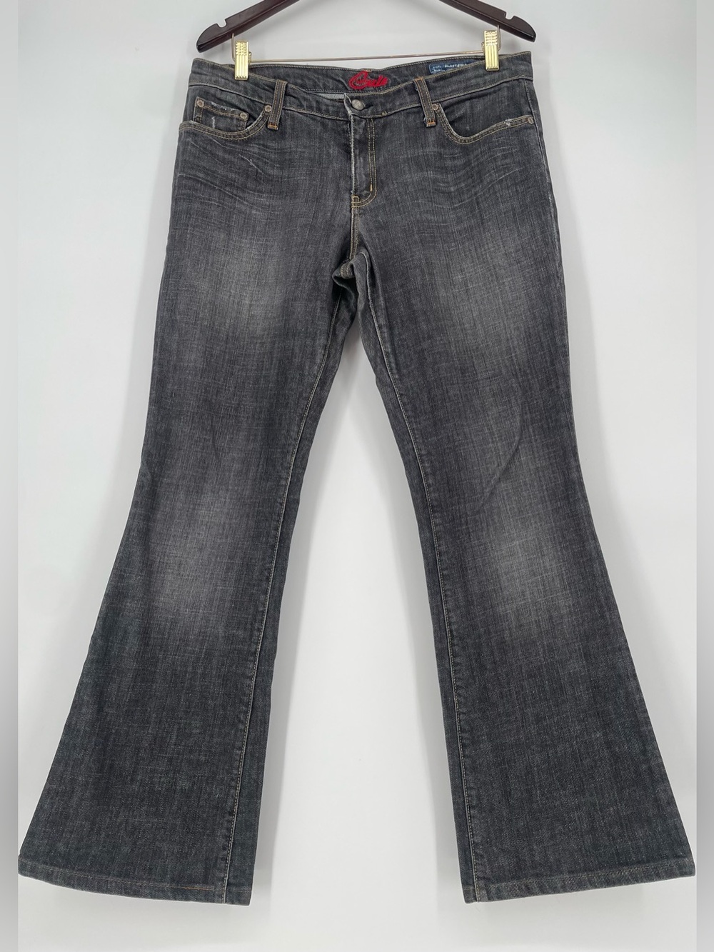Y2K Blue Cult Flared Leg Mid Rise Butt-Lifter Gray-Blue Jeans Grunge Style